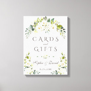 Elegante witte crème bloemkaarten en cadeaus bruil canvas afdruk