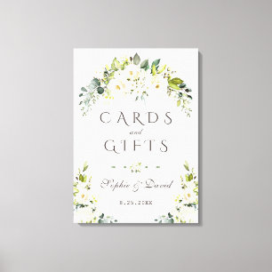 Elegante witte crème bloemkaarten en cadeaus bruil canvas afdruk