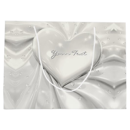Elegante witte crème hart cadeautas (Achterkant)