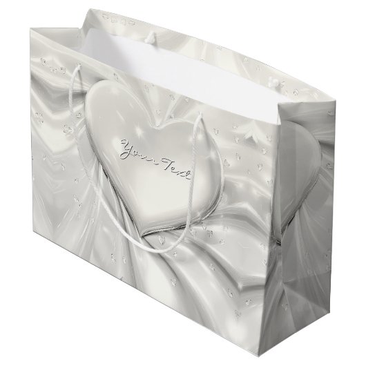 Elegante witte crème hart cadeautas (Achterkant Gekanteld)
