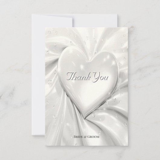 Elegante witte crème hart dank u kaart (Voorkant)
