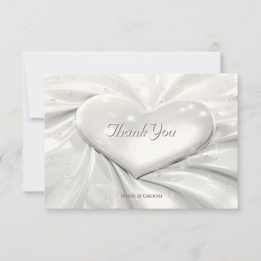 Elegante witte crème hart dank u kaart (Voorkant)