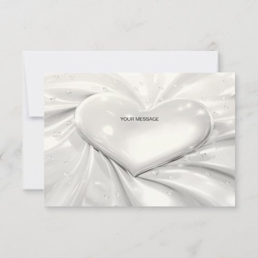 Elegante witte crème hart dank u kaart (Achterkant)