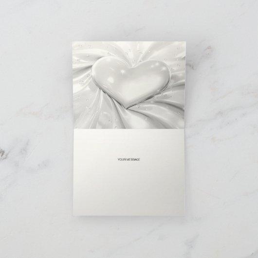 Elegante witte crème hart dank u kaart (Binnen)