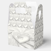 Elegante witte crème hart gunst box bedankdoosjes (Geopend)