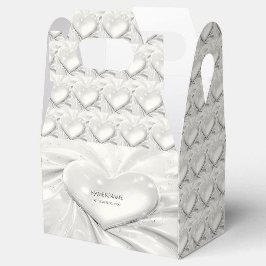 Elegante witte crème hart gunst box bedankdoosjes (Geopend)