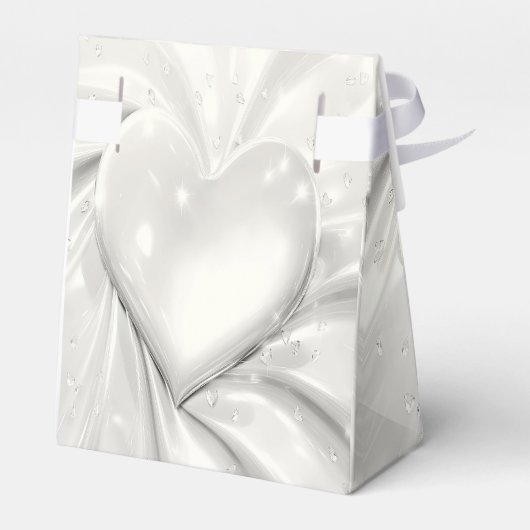 Elegante witte crème hart gunst box bedankdoosjes (Achterkant)