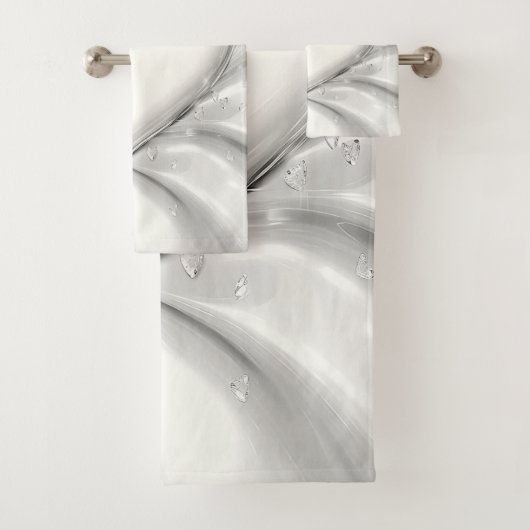 Elegante witte crème hart handdoek set (Insitu)