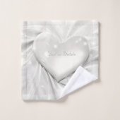 Elegante witte crème hart handdoek set (Wasdoekje)