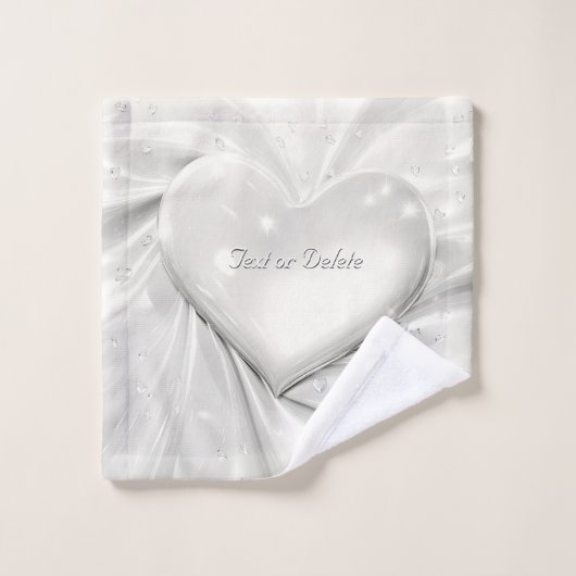 Elegante witte crème hart handdoek set (Wasdoekje)