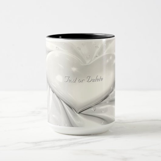 Elegante witte crème hart mok (Midden)