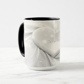 Elegante witte crème hart mok (Voorkant links)