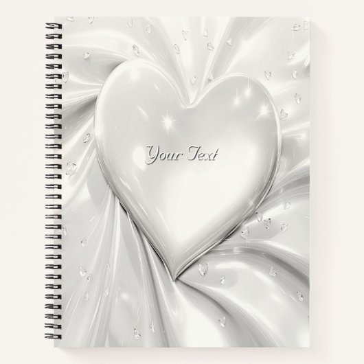 Elegante witte crème hart notitieboek (Voorkant)