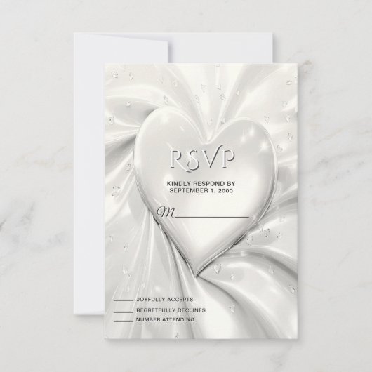 Elegante witte crème hart RSVP kaart (Voorkant)
