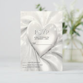 Elegante witte crème hart RSVP kaart (Staand voorkant)
