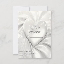 Elegante witte crème hart RSVP kaart