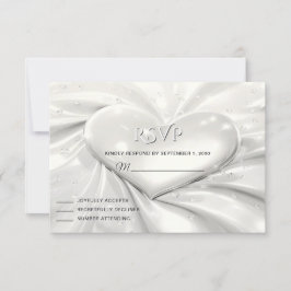 Elegante witte crème hart RSVP kaart