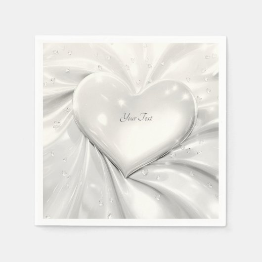 Elegante witte crème hart servetten (Voorkant)