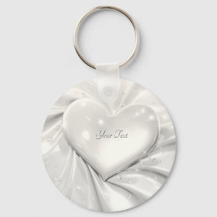 Elegante witte crème hart sleutelhanger
