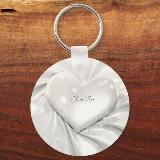 Elegante witte crème hart sleutelhanger (Voorkant)