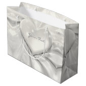 Elegante witte crème hartcadeautas groot cadeauzakje (Achterkant Gekanteld)