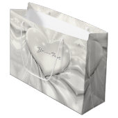 Elegante witte crème hartcadeautas groot cadeauzakje (Voorkant Gekanteld)
