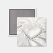 Elegante witte crème hartmagneet magneet (Voorkant / Achterkant)
