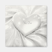 Elegante witte crème hartmagneet magneet (Voorkant)