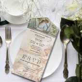 Elegante witte crème pioen bloemige foto e-mail all in one uitnodiging