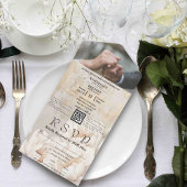 Elegante witte crème pioen bloemige QR code foto All In One Uitnodiging