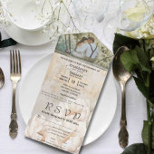 Elegante witte crème pioen bloemige textuur één fo all in one uitnodiging