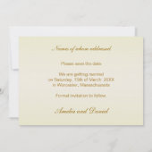 Elegante witte-crème rozen Save the Date uitnodigi (Achterkant)