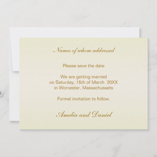 Elegante witte-crème rozen Save the Date uitnodigi (Achterkant)