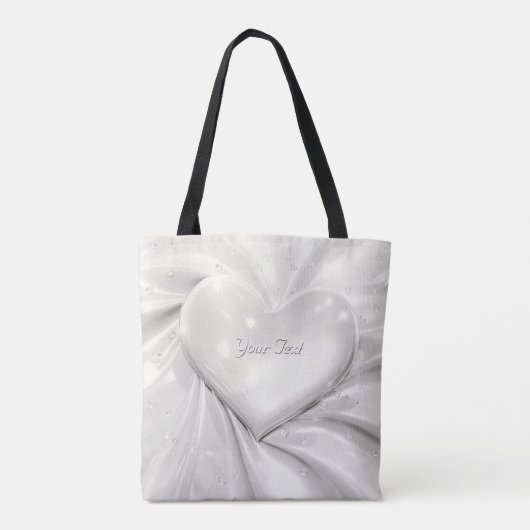 Elegante witte crèmekleurige hartentas tote bag (Achterkant)