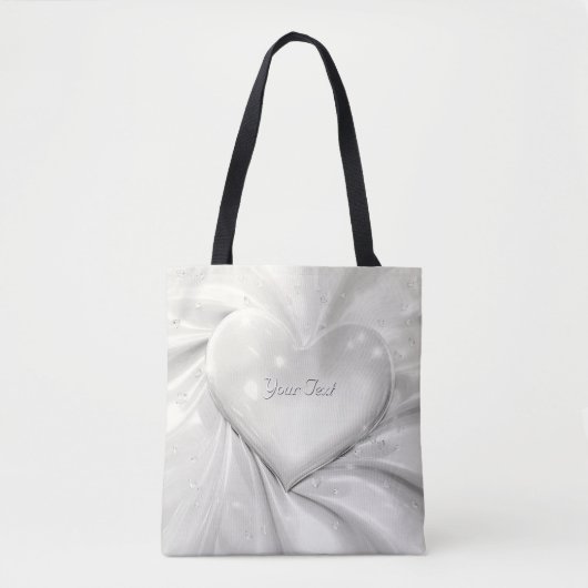 Elegante witte crèmekleurige hartvormige boodschap tote bag (Voorkant)