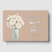 Elegante Witte Daisies Mason Jar Bruiloft Folie Be Gastenboek (Voorkant)
