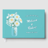 Elegante Witte Daisies Mason Jar Bruiloft Folie Bl Gastenboek (Voorkant)