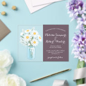 Elegante Witte Daisies Mason Jar Wedding Paarse Acryl Uitnodigingen (Insitu (Huwelijk))