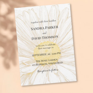 Elegante Witte Daisy Bloem Minimalistische bruilof Kaart