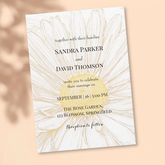 Elegante Witte Daisy Bloem Minimalistische bruilof Kaart