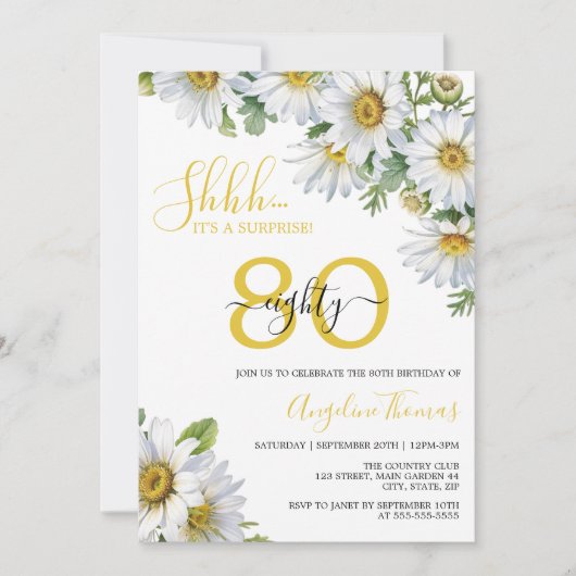 Elegante Witte Daisy Bloemen Verrassing Verjaardag Kaart (Voorkant)