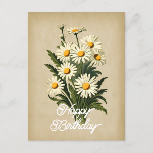 Elegante  Witte Daisy Flower Happy Birthday Briefkaart