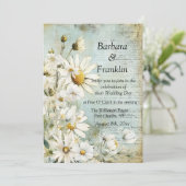 Elegante Witte Daisy Foto QR Code Huwelijk Kaart (Staand voorkant)