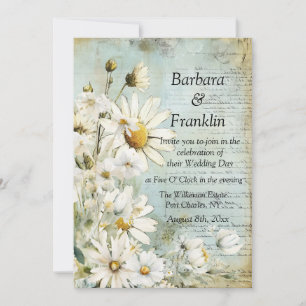 Elegante Witte Daisy Foto QR Code Huwelijk Kaart