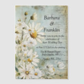 Elegante Witte Daisy Foto QR Code Huwelijk Vellum Uitnodigingen (Voorkant)