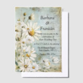 Elegante Witte Daisy Foto QR Code Huwelijk Vellum Uitnodigingen (Offset)