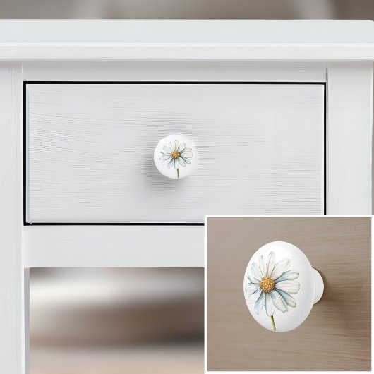 Elegante witte daisy landhuis keramische knop