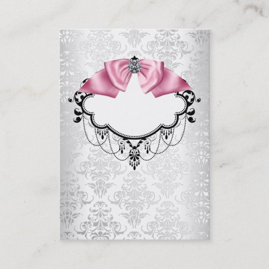 Elegante witte Damask Business Card Template Visitekaartje (Voorkant)