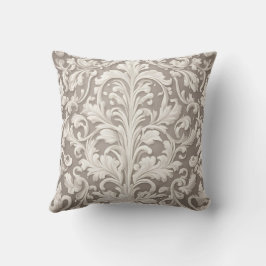 Elegante witte Damask stof met wervelende wijnstok Kussen