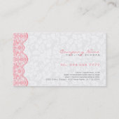 Elegante witte Damasks roze kant Visitekaartje (Achterkant)